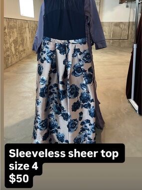 Floral A-Line Midi Skirt in Navy and Cream